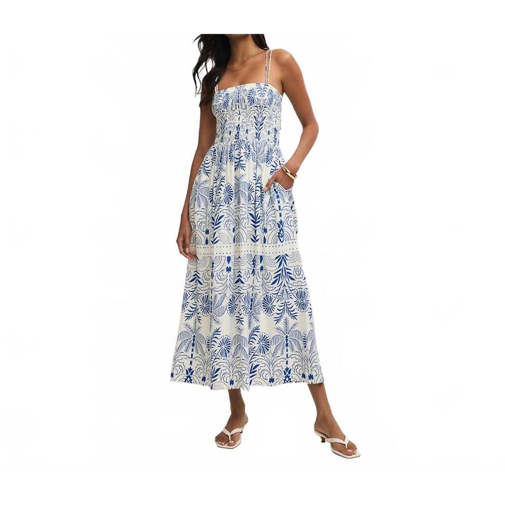 Z Supply White and Blue Printed Maxi Dress NWT
